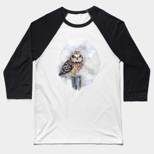 Short eared owl in the snow Baseball T-Shirt